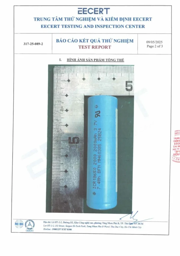 Pin cell Lithium-ion 18650 2000mAh 3.7V