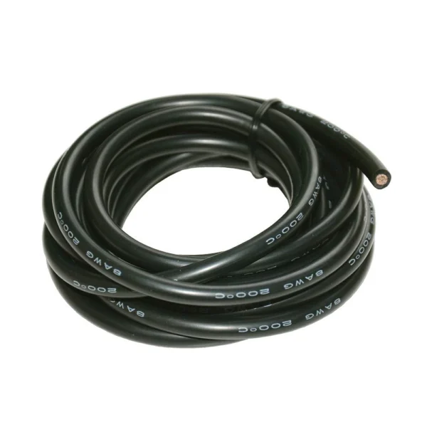 Dây điện silicon 18 AWG màu đen – lõi đồng mạ thiếc, chịu nhiệt 200°C, dòng 17.6A