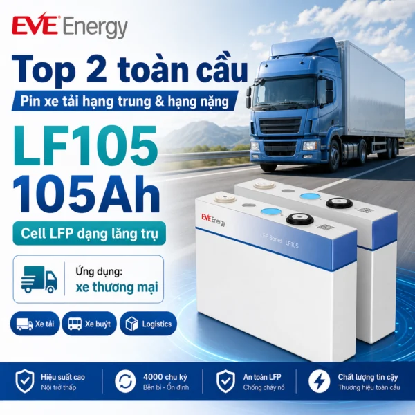 Pin EVE LF105 – Cell LFP 105Ah 3.2V Cho Pack 48V DIY Solar
