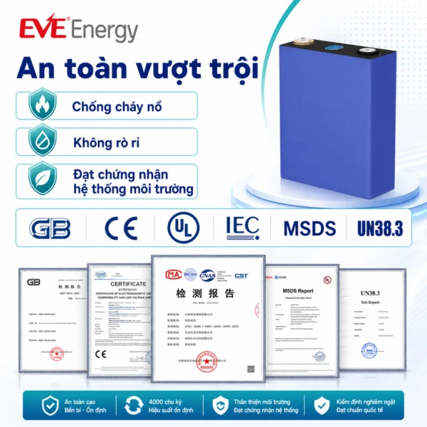 Pin EVE LF105 – Cell LFP 105Ah 3.2V Cho Pack 48V DIY Solar