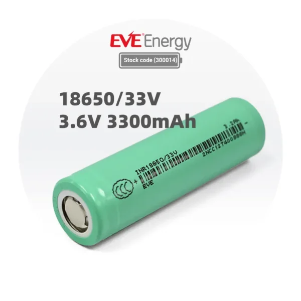 Cell pin lithium-ion EVE 18650/33V – 3200mAh 3.6V, nạp nhanh 3.1A, xả 10A