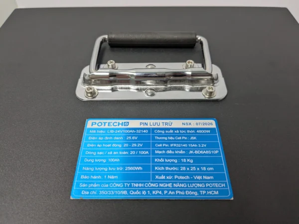 Pin LiFePO4 24V 100Ah 2.56kWh – Cell IFR32140, Đầu Anderson, Xả Tức Thời 4800W