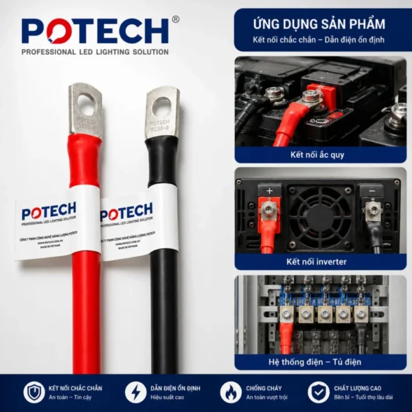 Dây điện bấm cos hai đầu 8 AWG màu đỏ dài 40 cm