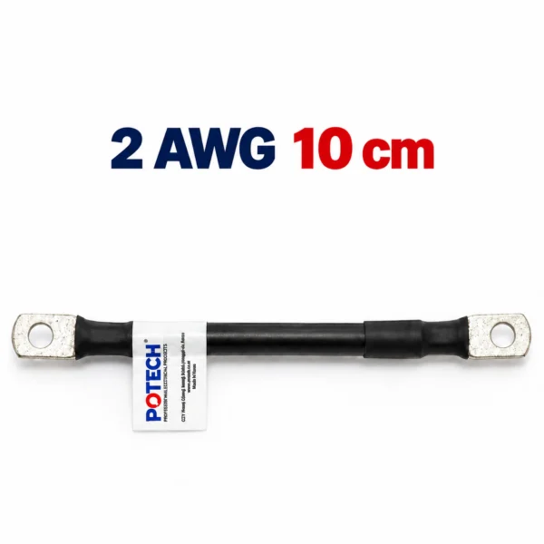 Dây điện bấm cos hai đầu 2 AWG màu đen dài 10 cm