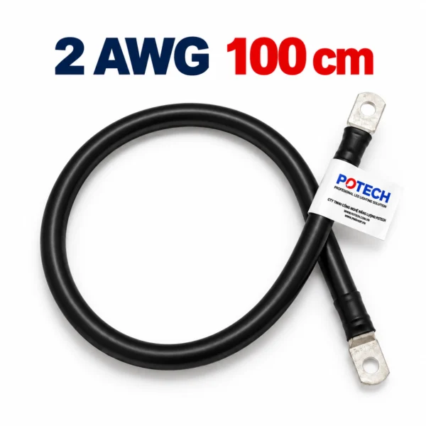 Dây điện bấm cos hai đầu 2 AWG màu đen dài 100 cm