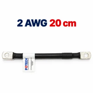 Dây điện bấm cos hai đầu 2 AWG màu đen dài 20 cm