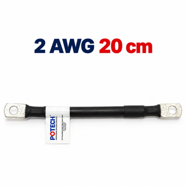 Dây điện bấm cos hai đầu 2 AWG màu đen dài 20 cm