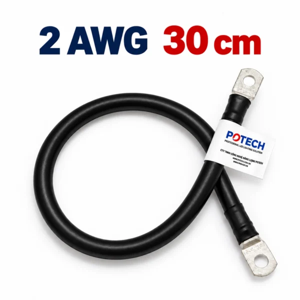 Dây điện bấm cos hai đầu 2 AWG màu đen dài 30 cm