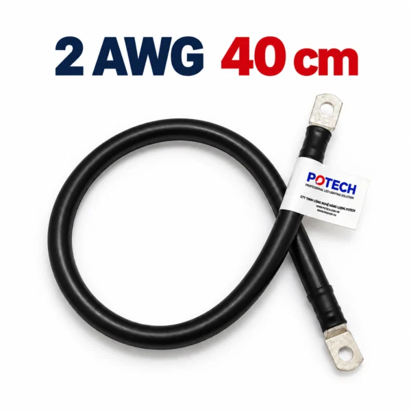 Dây điện bấm cos hai đầu 2 AWG màu đen dài 40 cm