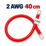 Dây điện bấm cos hai đầu 2 AWG màu đỏ dài 40 cm