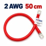 Dây điện bấm cos hai đầu 2 AWG màu đỏ dài 50 cm