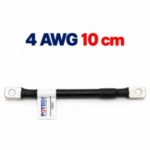 Dây điện bấm cos hai đầu 4 AWG màu đen dài 10 cm