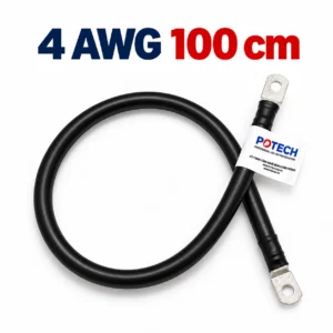 Dây điện bấm cos hai đầu 4 AWG màu đen dài 100 cm