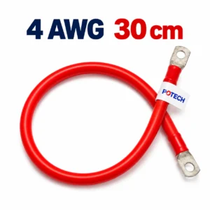 Dây điện bấm cos hai đầu 4 AWG màu đỏ dài 30 cm