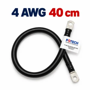 Dây điện bấm cos hai đầu 4 AWG màu đen dài 40 cm