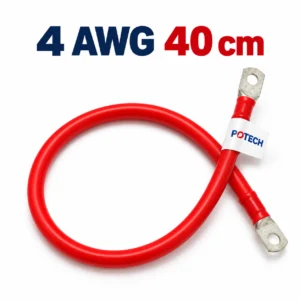 Dây điện bấm cos hai đầu 4 AWG màu đỏ dài 40 cm
