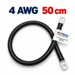 Dây điện bấm cos hai đầu 4 AWG màu đen dài 50 cm