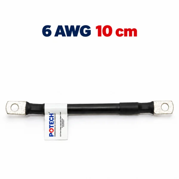 Dây điện bấm cos hai đầu 6 AWG màu đen dài 10 cm
