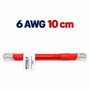 Dây điện bấm cos hai đầu 6 AWG màu đỏ dài 10 cm