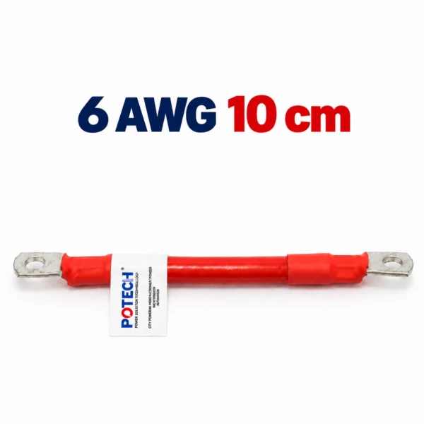 Dây điện bấm cos hai đầu 6 AWG màu đỏ dài 10 cm