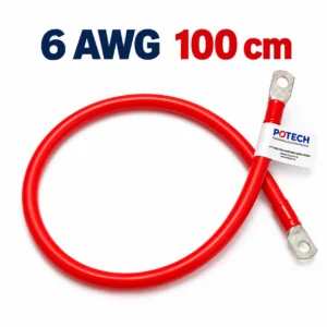 Dây điện bấm cos hai đầu 6 AWG màu đỏ dài 100 cm