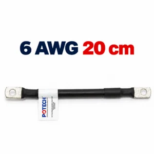 Dây điện bấm cos hai đầu 6 AWG màu đen dài 20 cm