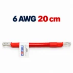 Dây điện bấm cos hai đầu 6 AWG màu đỏ dài 20 cm