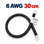 Dây điện bấm cos hai đầu 6 AWG màu đen dài 30 cm