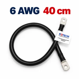 Dây điện bấm cos hai đầu 6 AWG màu đen dài 40 cm