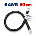 Dây điện bấm cos hai đầu 6 AWG màu đen dài 50 cm