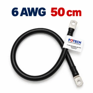 Dây điện bấm cos hai đầu 6 AWG màu đen dài 50 cm