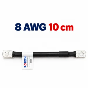 Dây điện bấm cos hai đầu 8 AWG màu đen dài 10 cm