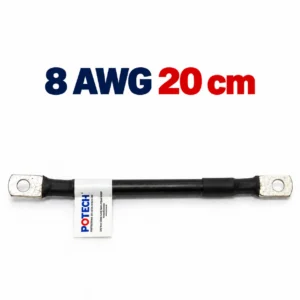 Dây điện bấm cos hai đầu 8 AWG màu đen dài 20 cm