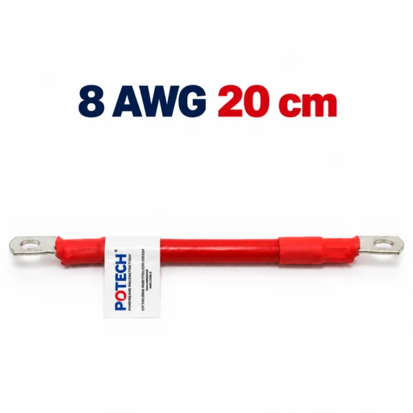 Dây điện bấm cos hai đầu 8 AWG màu đỏ dài 20 cm