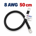 Dây điện bấm cos hai đầu 8 AWG màu đen dài 50 cm