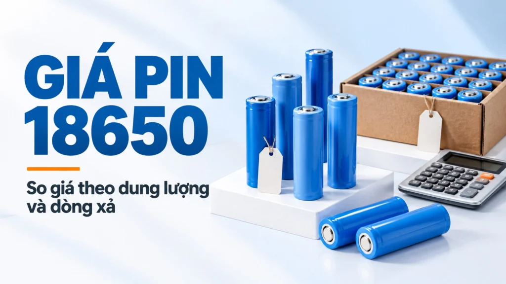 Minh họa so sánh giá cell pin 18650 theo dung lượng, dòng xả và số lượng mua.
