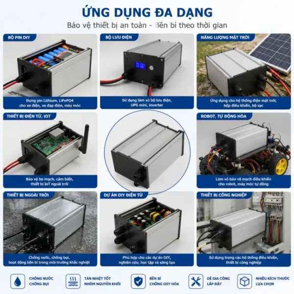 Hộp nhôm đóng pin IP65 HS-PIN-141020 140x100x200mm