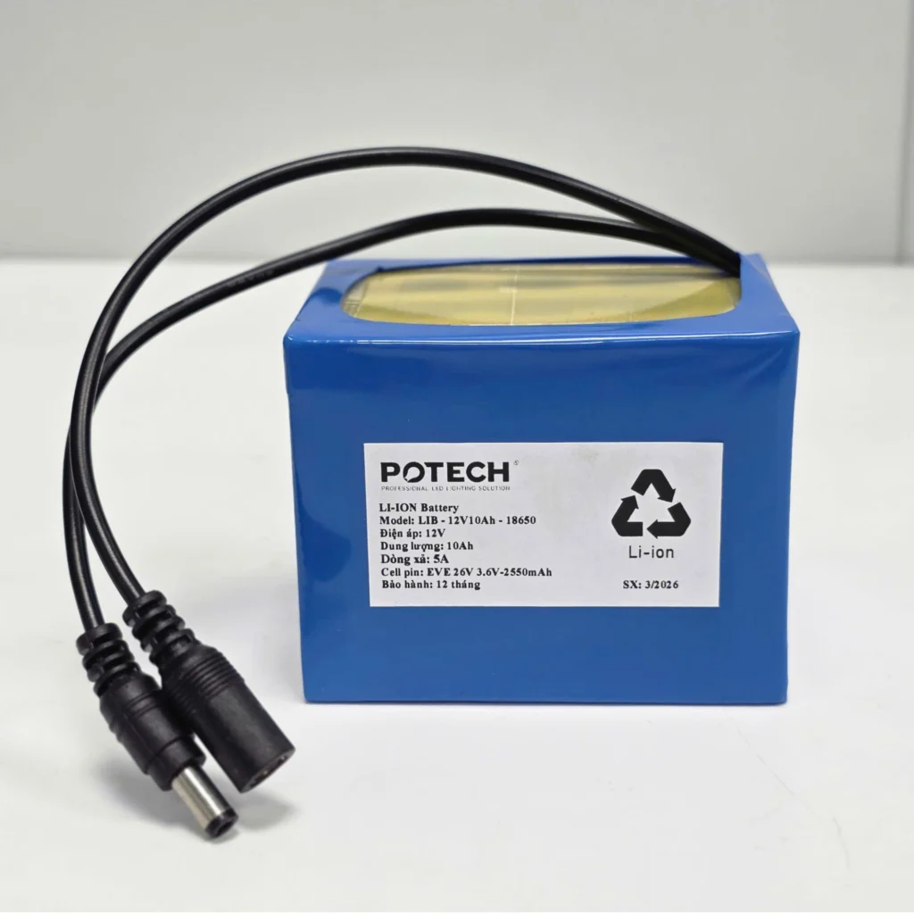 Khoi pin LIB-12V10Ah-18650 goc nghieng POTECH
