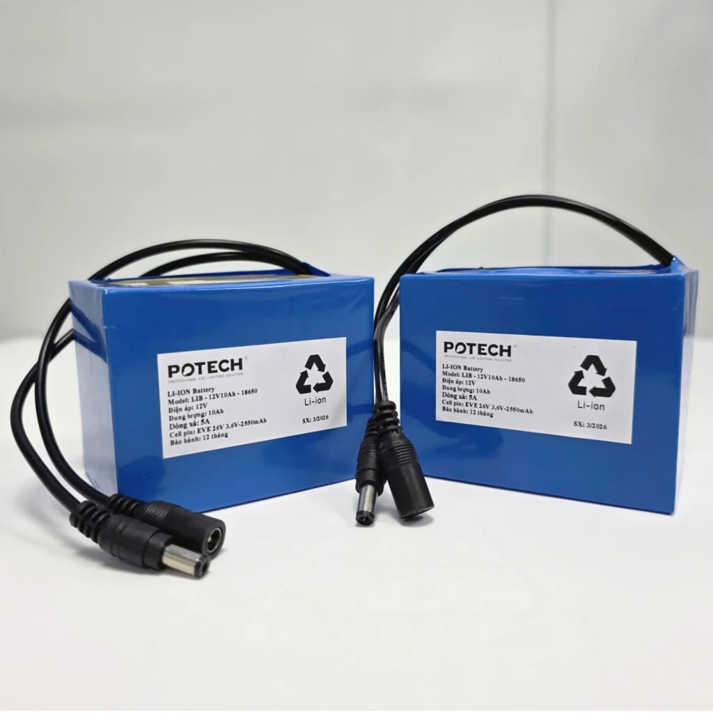 Hai khoi pin LIB-12V10Ah-18650 thuc te POTECH