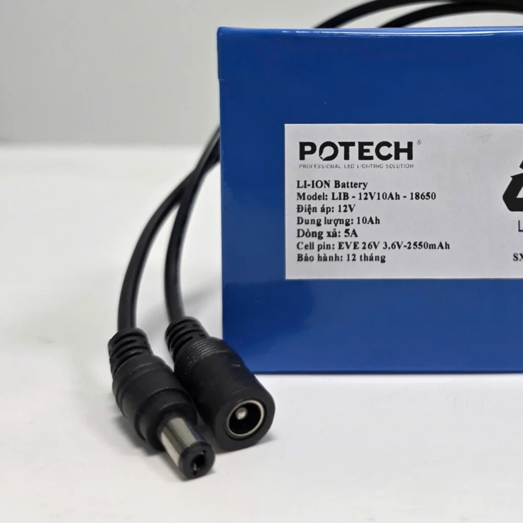 Jack DC va tem pin LIB-12V10Ah-18650 POTECH